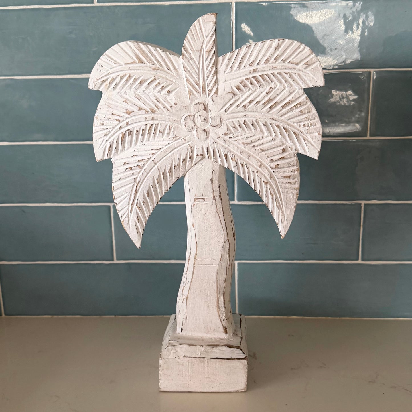 Balinese Timber Palm Tree Whitewashed | 3 SIZES