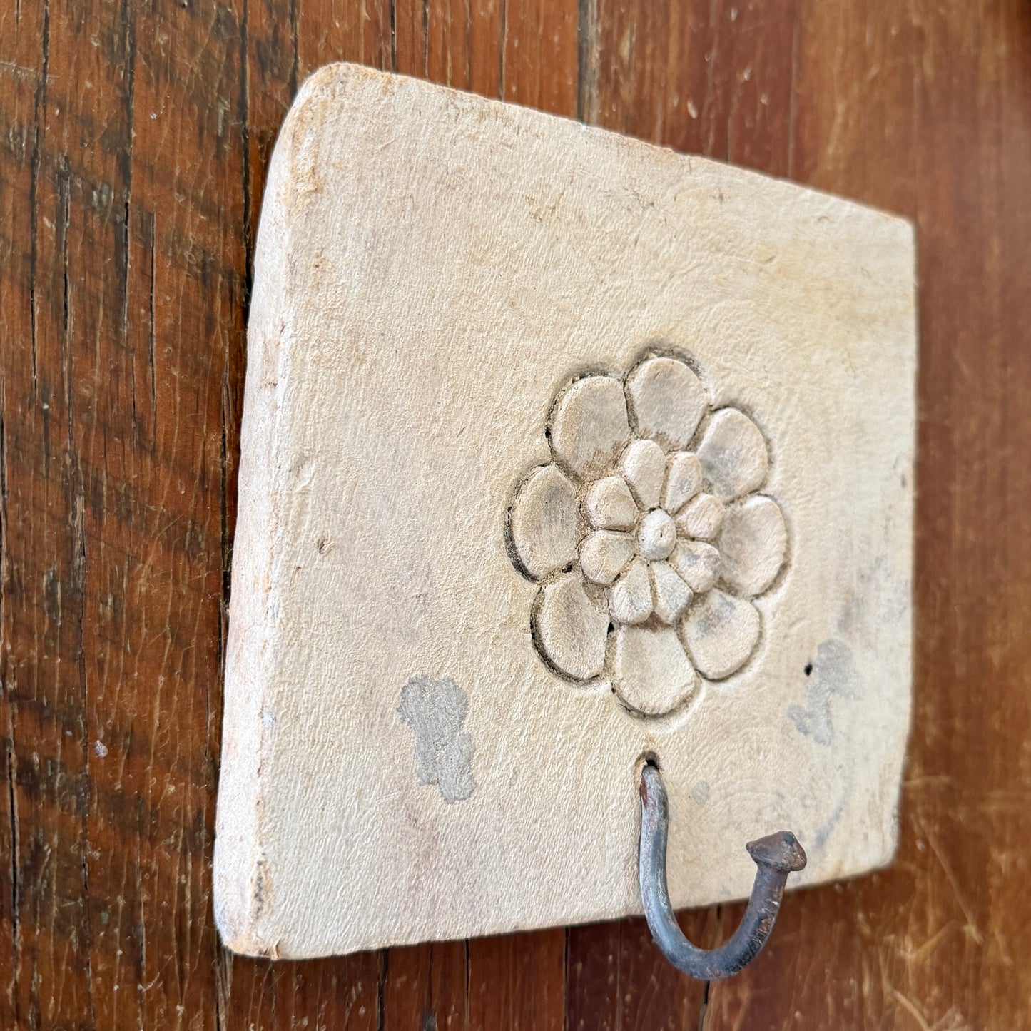 BoHo Indian Whitewashed Carved Wall Hook | Single | ONLY 1 LEFT