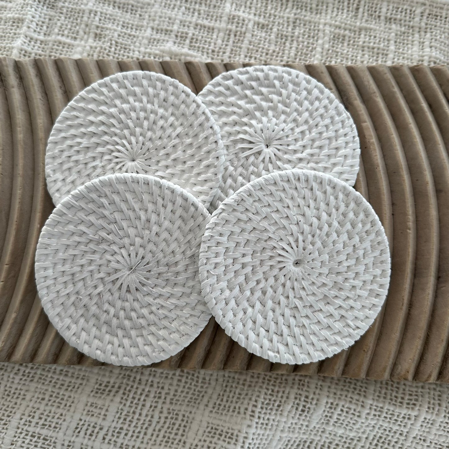 Rattan Placemat | Coaster | 30cm | WHITE