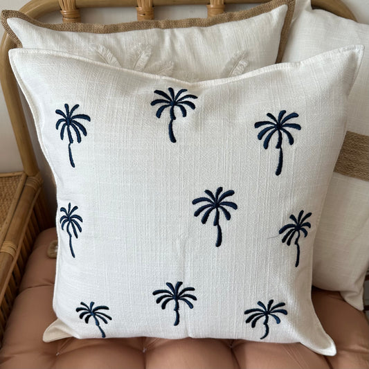 Blue Lagoon Palms Linen Cushion Cover | 45x45cm | JUST ARRIVED