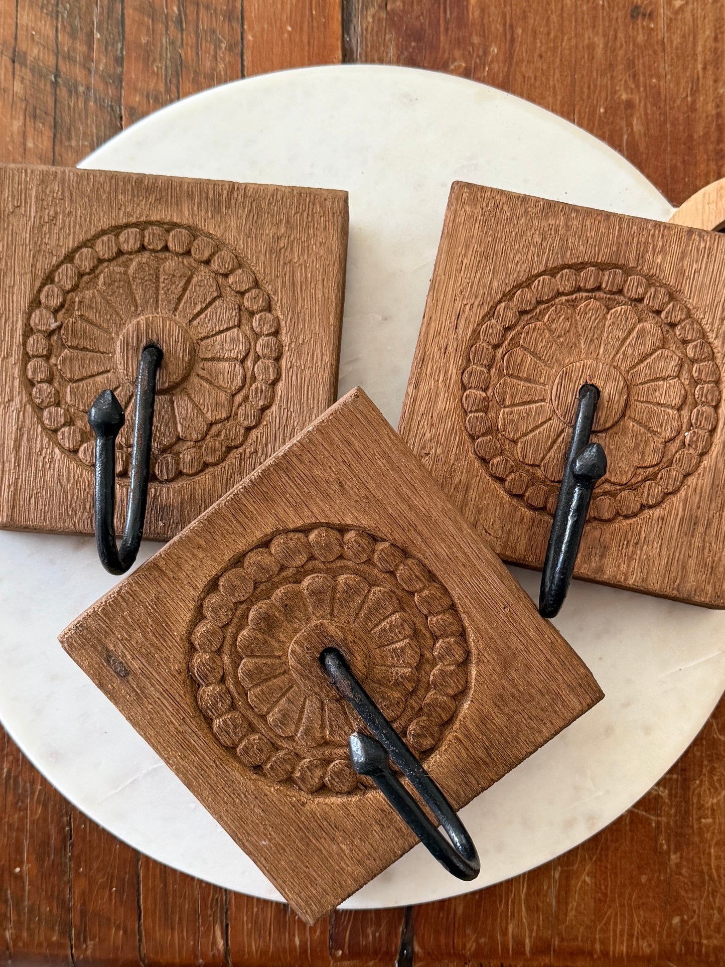 BoHo Rustic Carved Wall Hook | Single