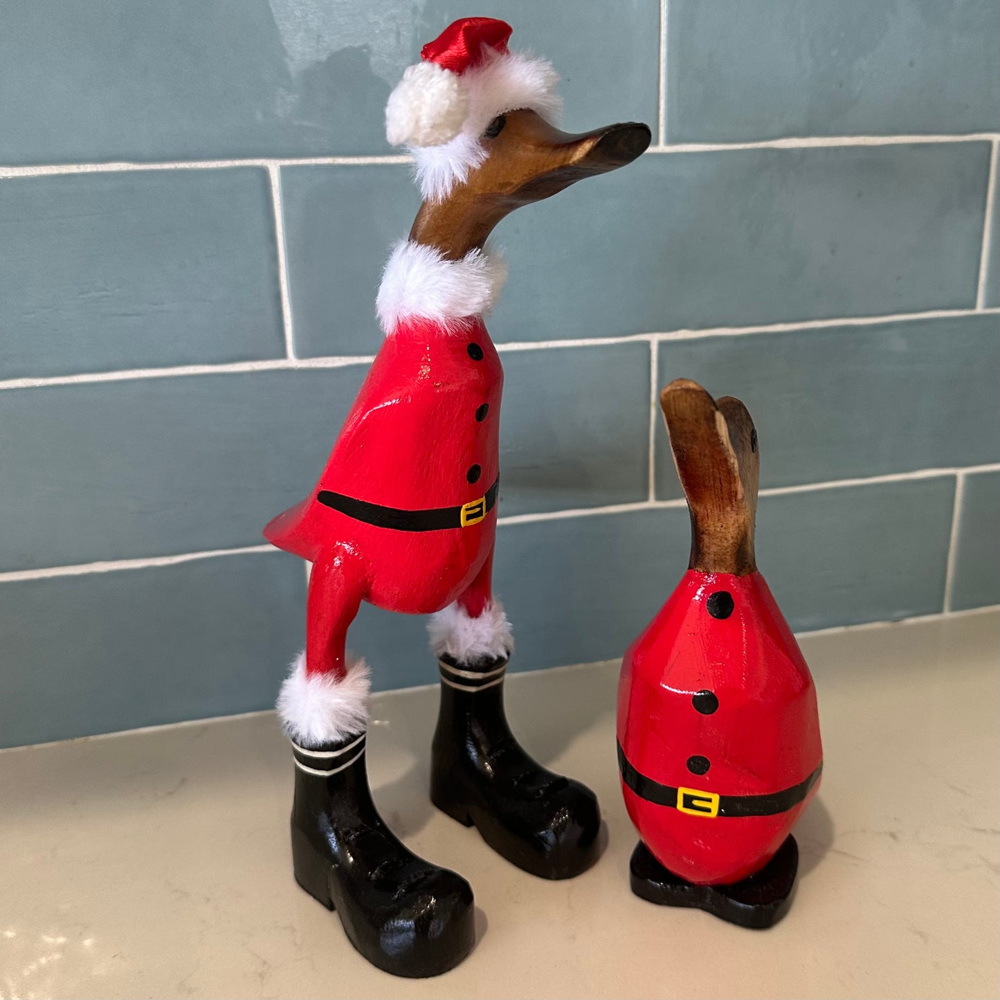 Boho Wooden Christmas Ducks | Father + Son | ONLY 1 SET LEFT