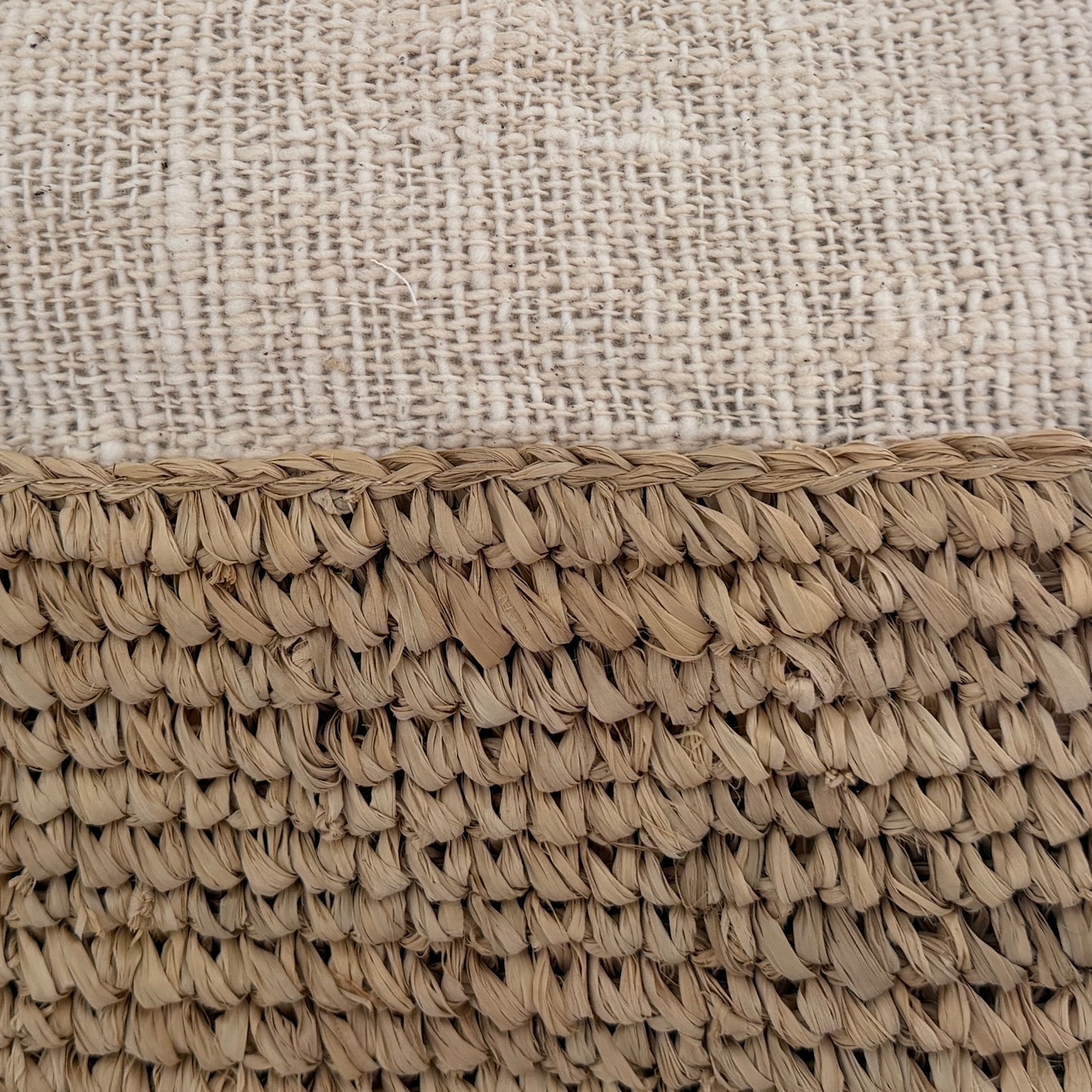 Natural BoHo Slub Cotton & Raffia Cushion Cover | SAND | NEW ARRIVAL