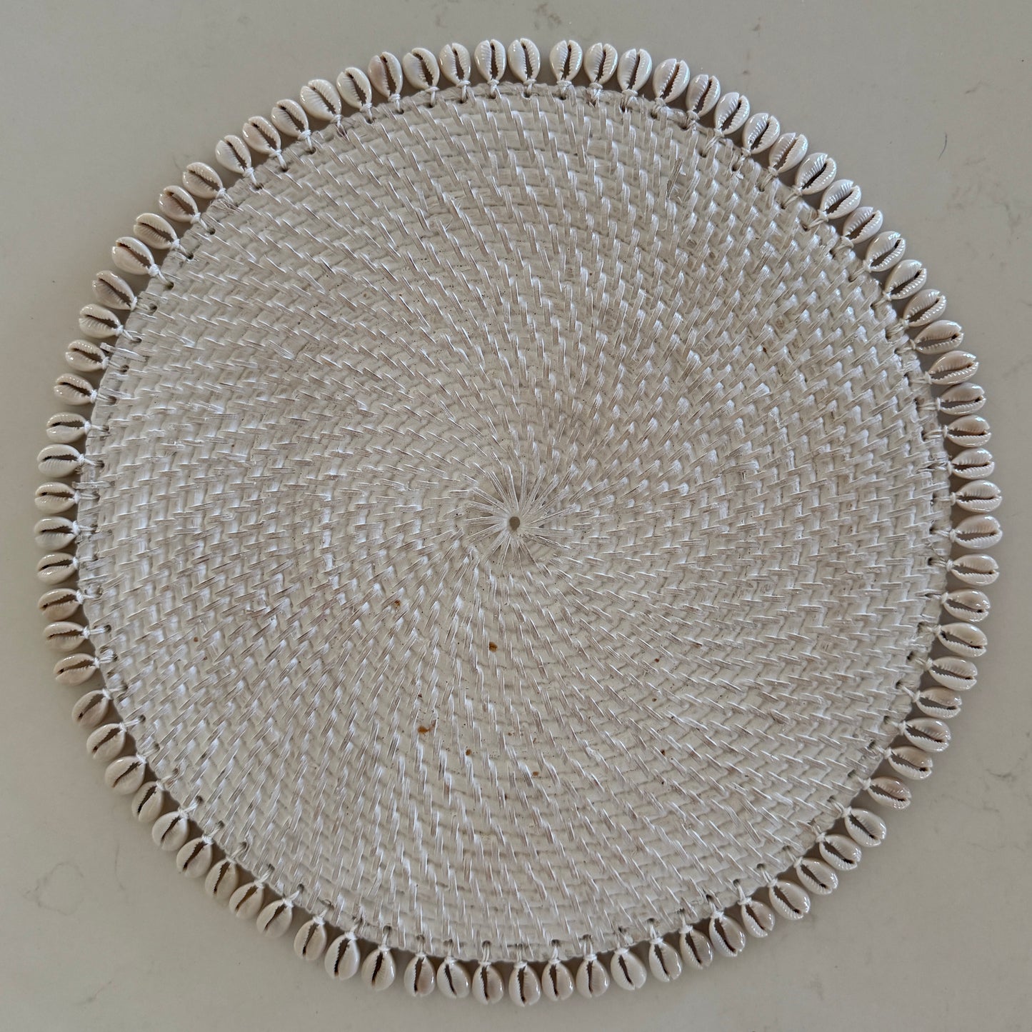 Rattan Cowrie Placemat | Whitewashed | SECOND