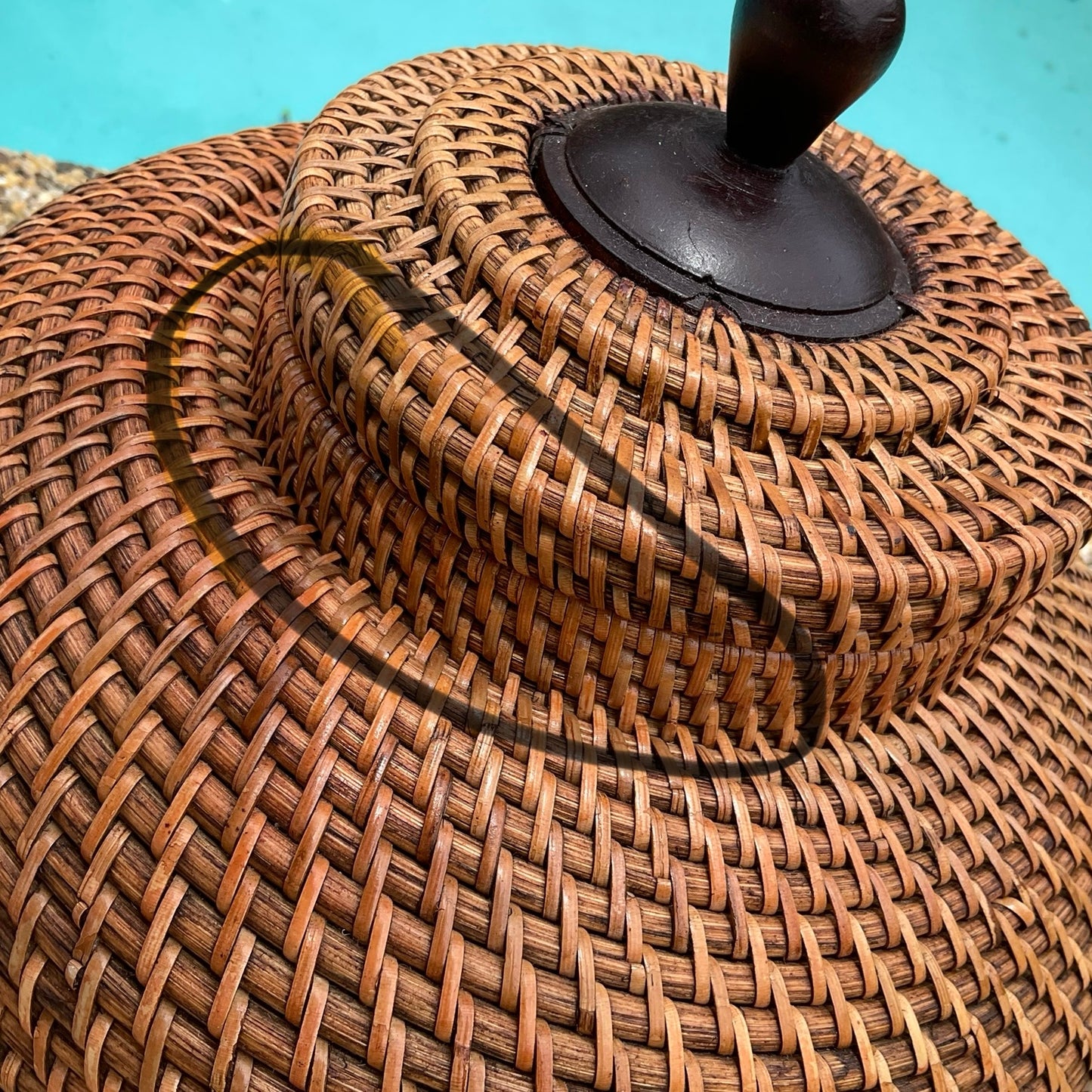 Wood and Rattan Canister/Pot | SECOND