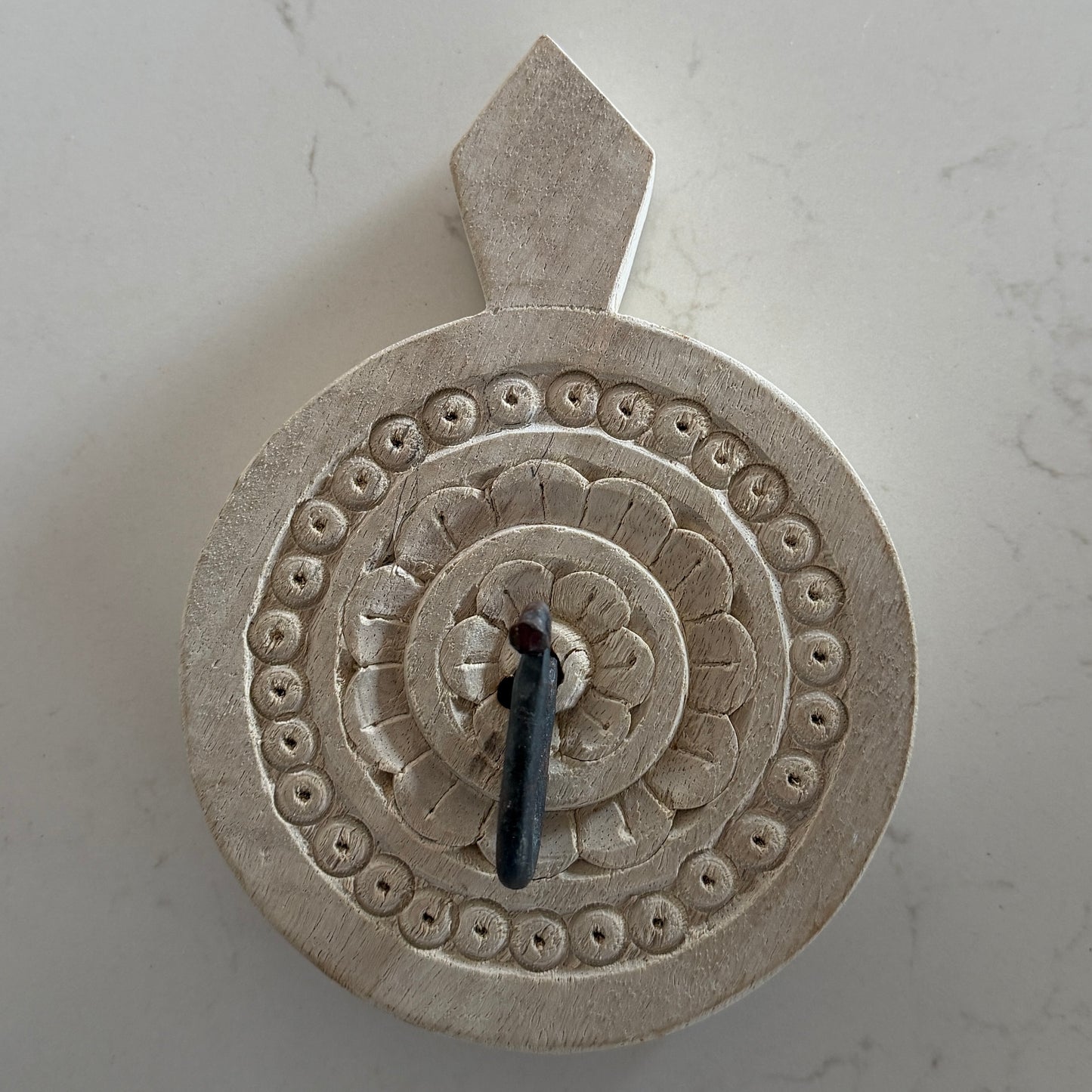 BoHo Indian Whitewashed Carved Wall Hook | Single | ONLY 1 LEFT