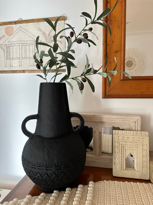 BoHo Black Washed Urn/Vessel | Black | ONLY 1 LEFT