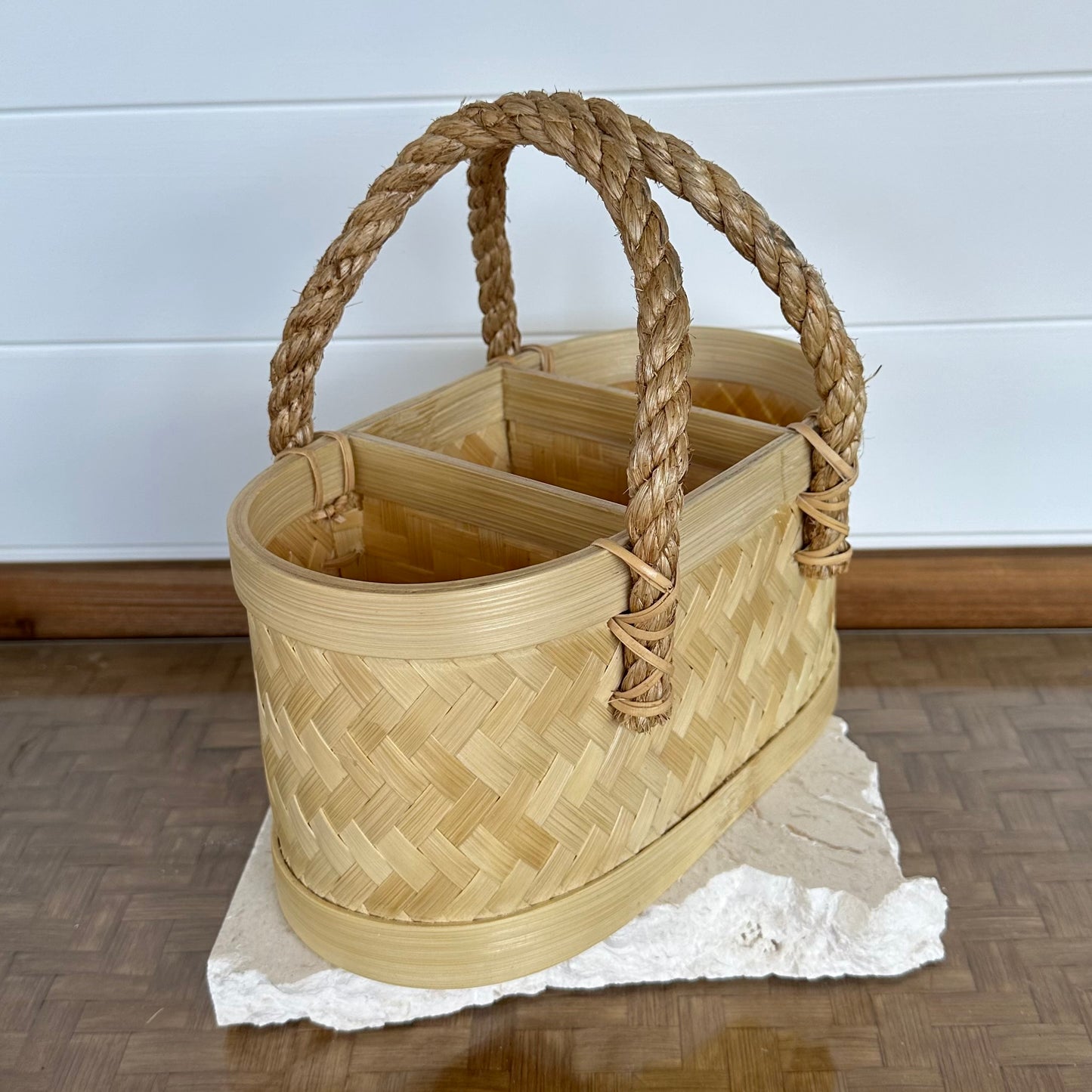 Natural Summer Woven Condiment Caddy | Natural