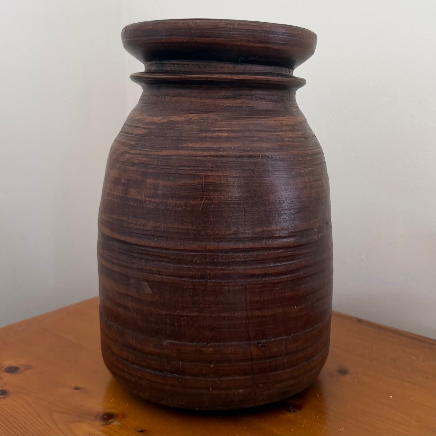 Vintage Indian Wooden Milk Pot