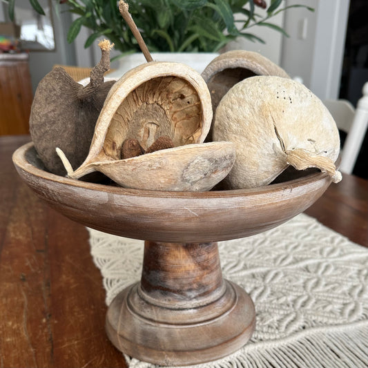 Jules Wooden Bowl | Whitewashed | Pedestal | SOLD OUT