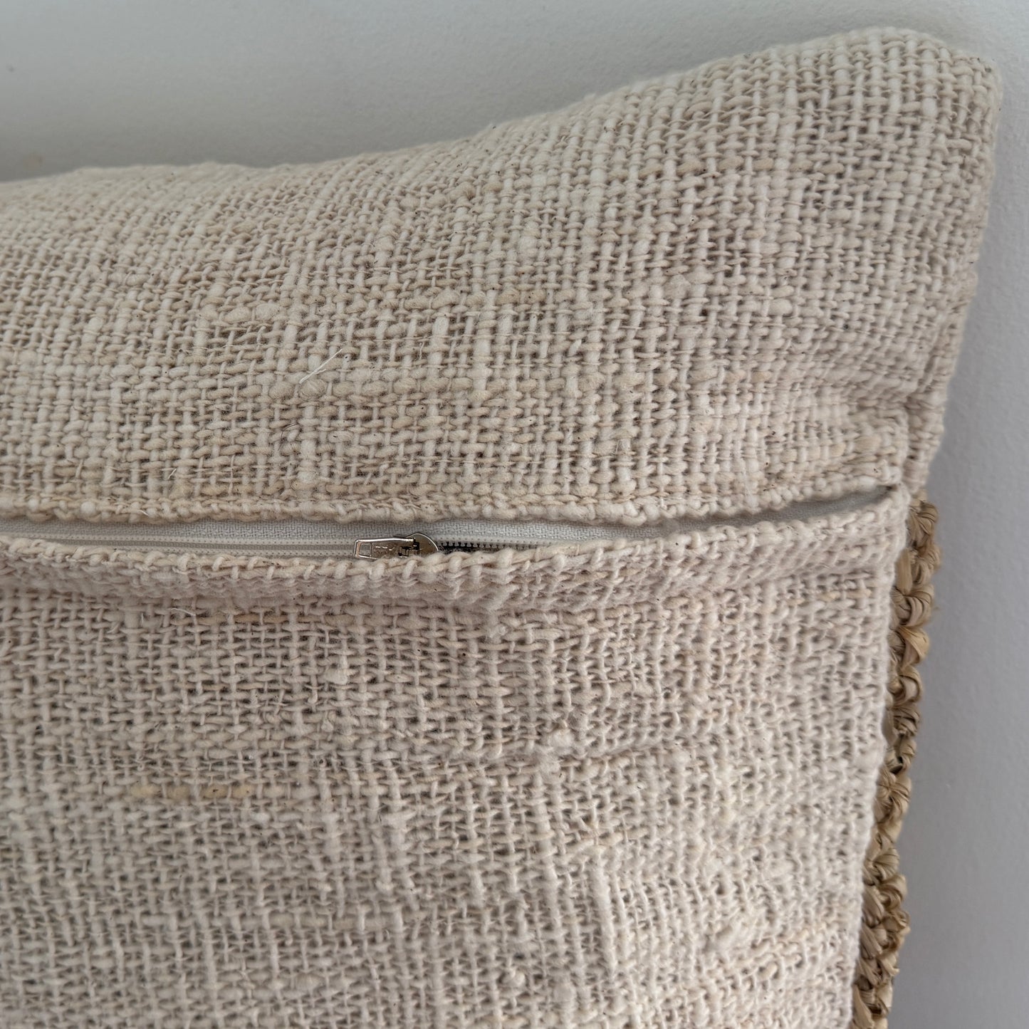 Natural BoHo Slub Cotton & Raffia Cushion Cover | SAND | NEW ARRIVAL