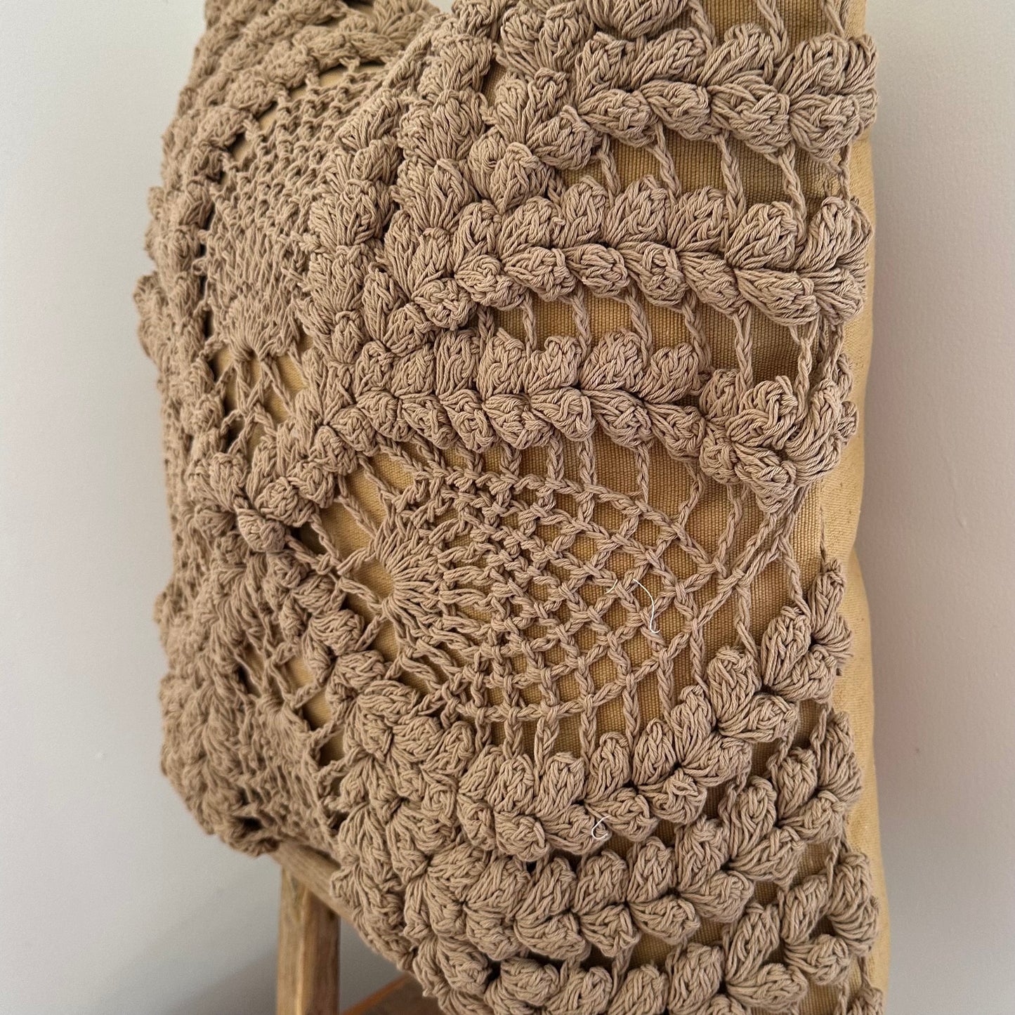Boho Crochet Cotton Palm Cushion Cover | Mocha | 50x50cm | NEW ARRIVAL
