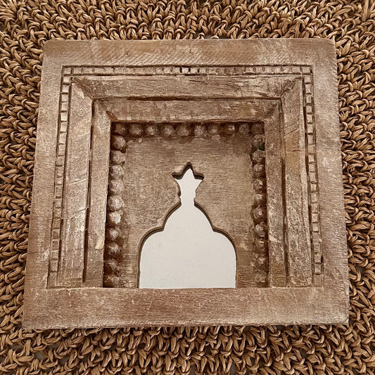 BoHo Vintage Indian Temple Mirror | Bleached | Square | Option A