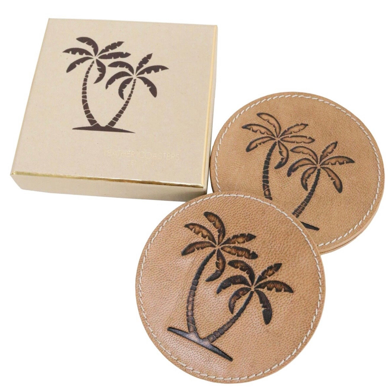 Leather Drink Coasters | Palm | set of 4