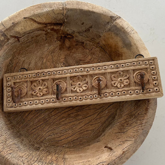 BoHo Rustic Carved Wall Hook | Small | 4 Hooks | ONLY 1 LEFT