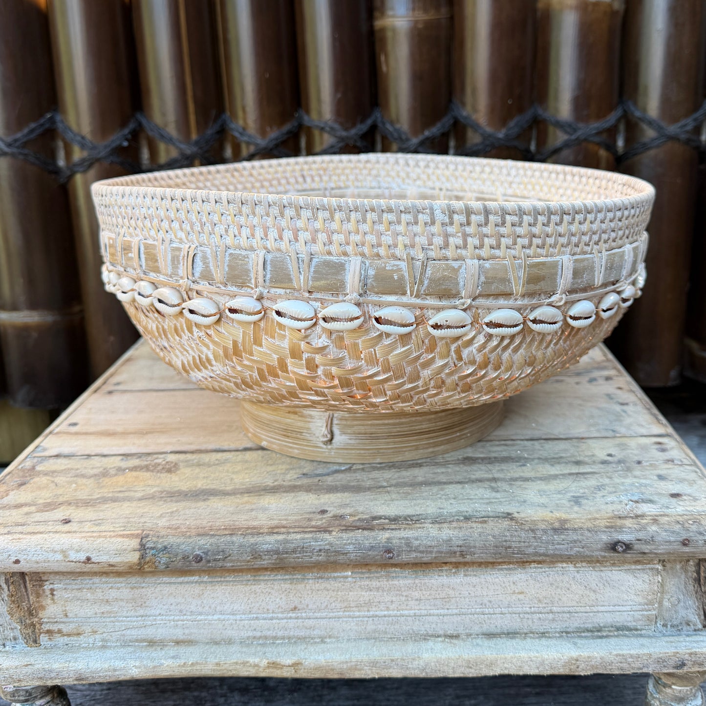 Marjorie Handwoven Rattan Cowrie Bowl | 3 Sizes