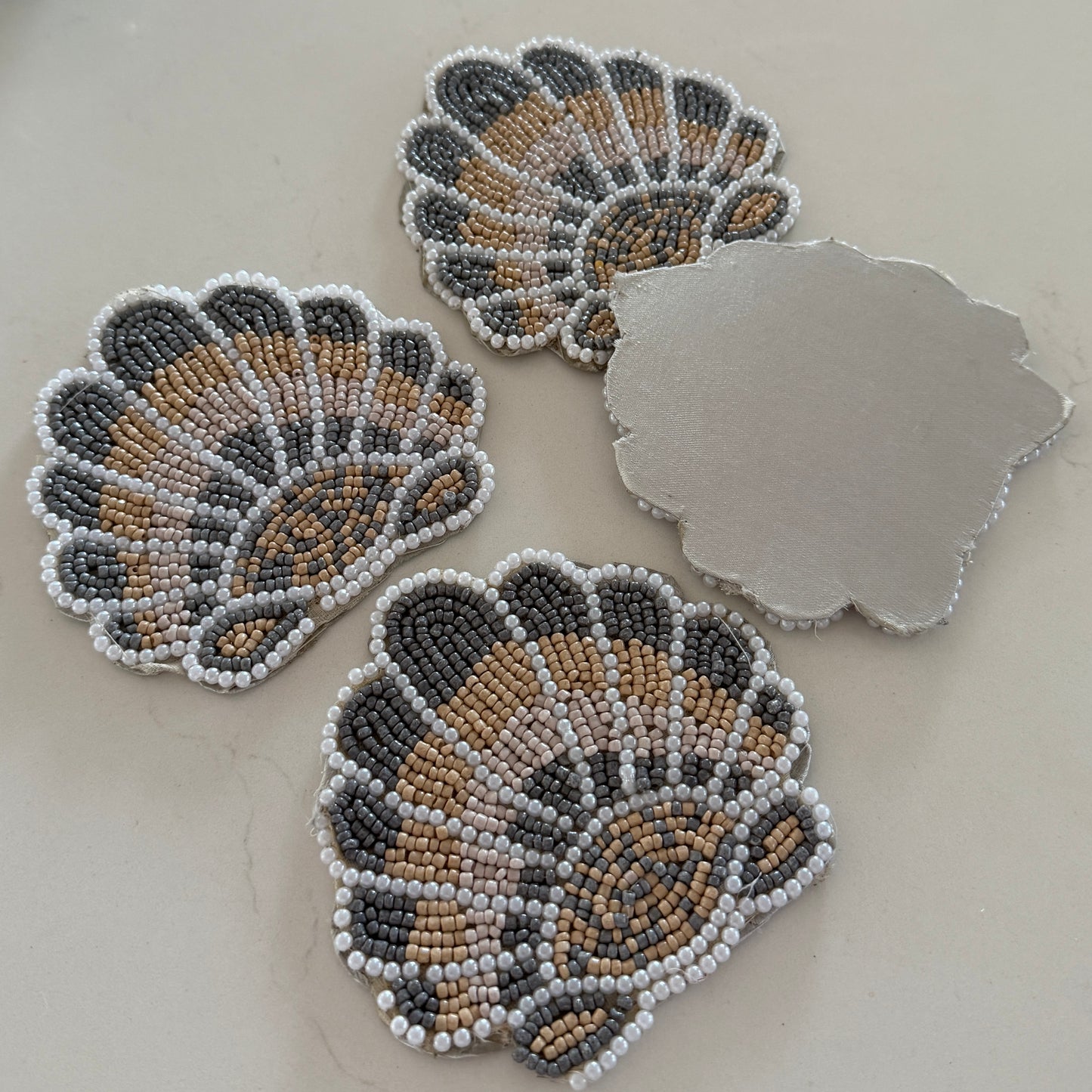 Coastal Beaded Drink Coaster | Clam