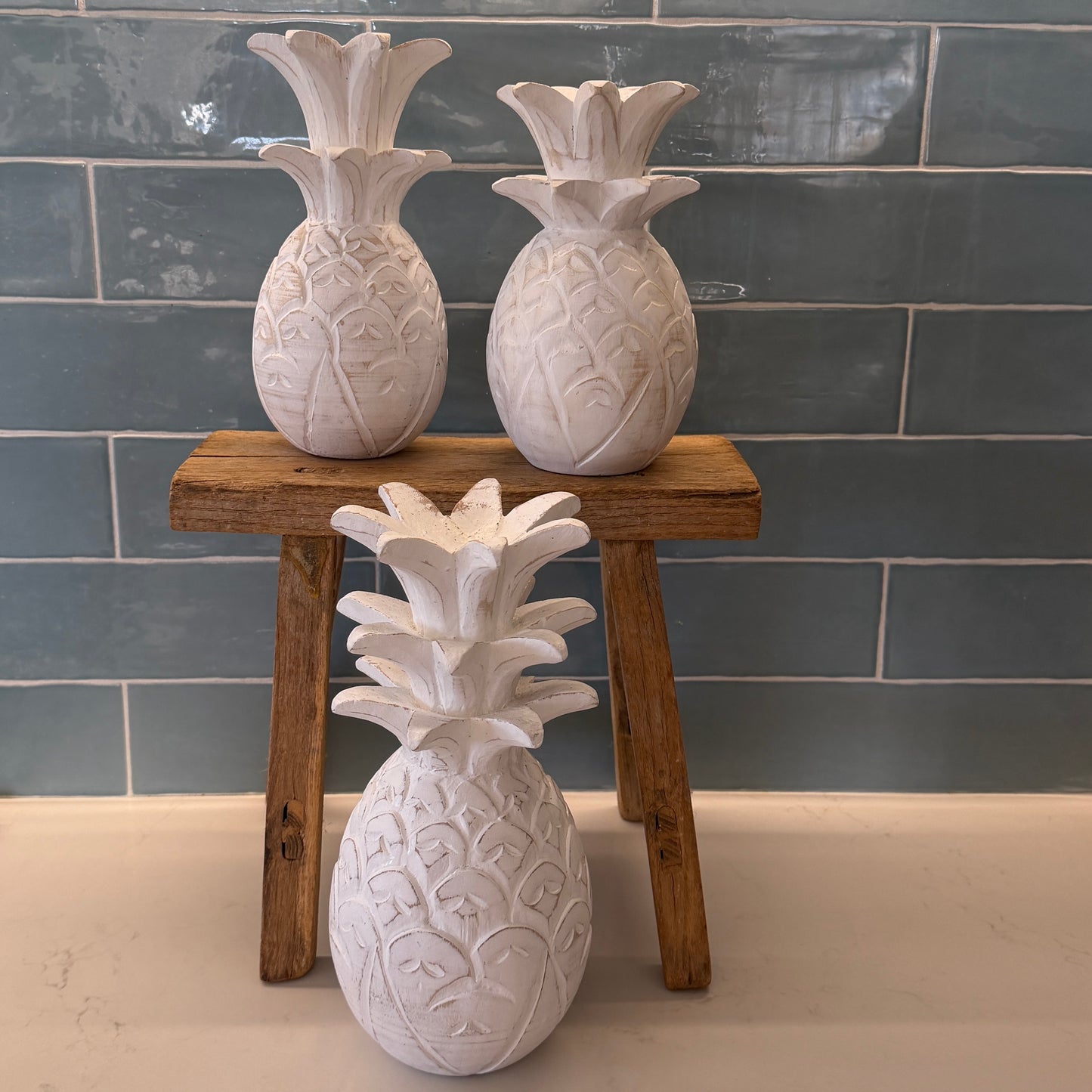 Maui Wooden Pineapple | WHITEWASHED | Decor | 3 sizes | NEW ARRIVAL