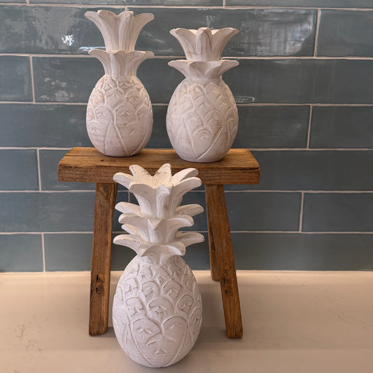 Maui Wooden Pineapple | WHITEWASHED | Decor | 3 sizes | NEW ARRIVAL
