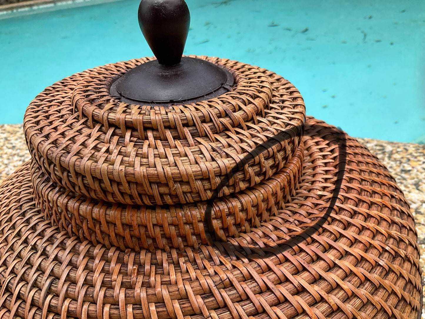 Wood and Rattan Canister/Pot | SECOND