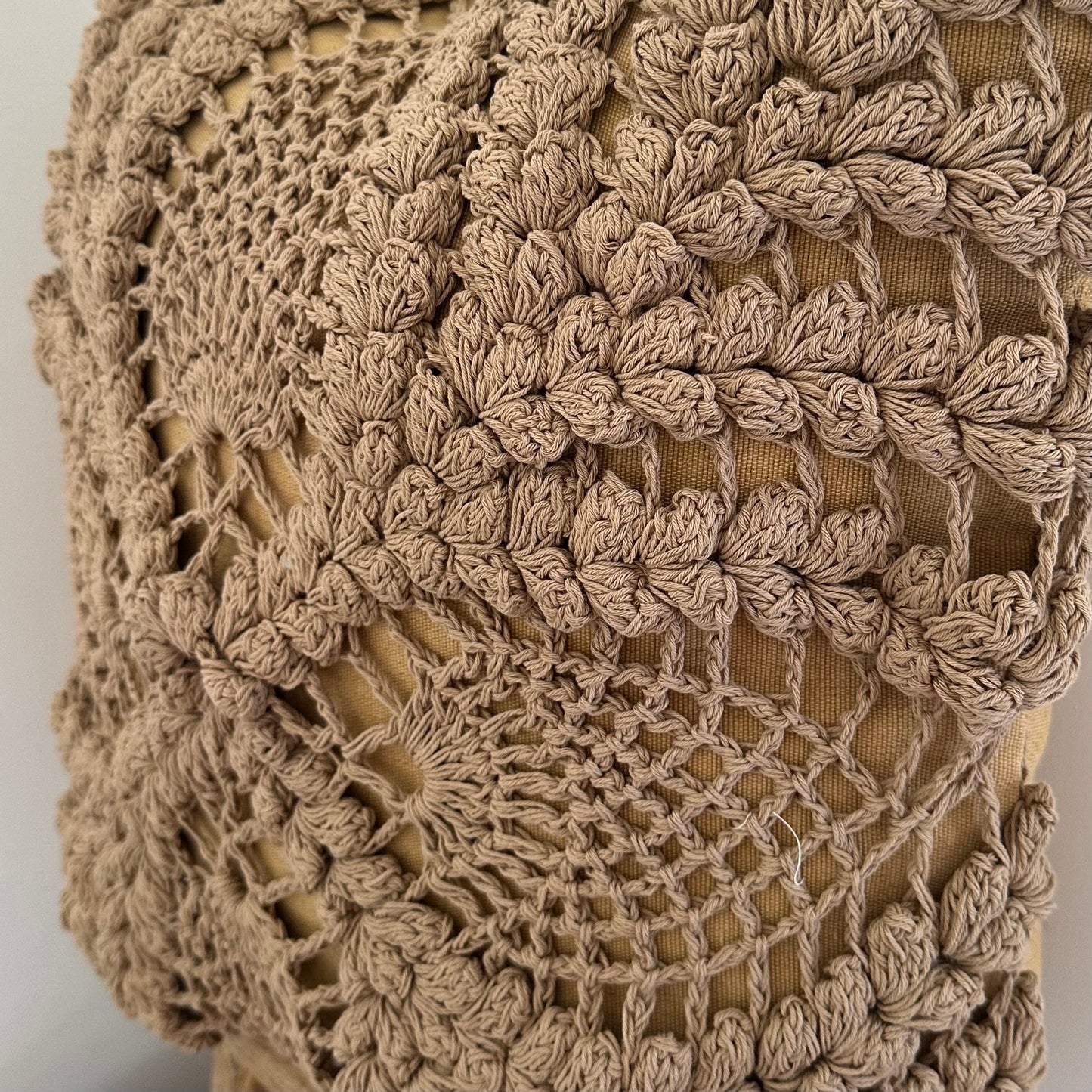 Boho Crochet Cotton Palm Cushion Cover | Mocha | 50x50cm | NEW ARRIVAL