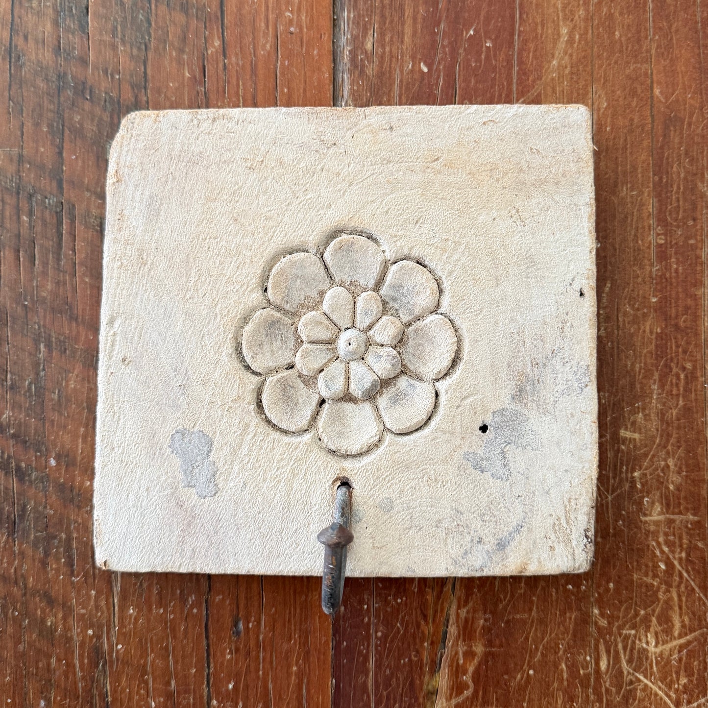 BoHo Indian Whitewashed Carved Wall Hook | Single | ONLY 1 LEFT