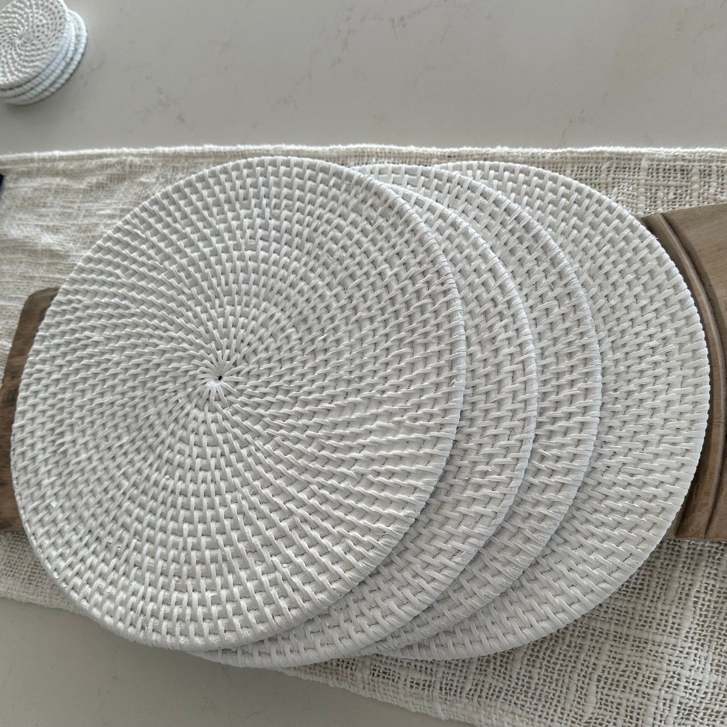 Rattan Placemat | Coaster | 30cm | WHITE