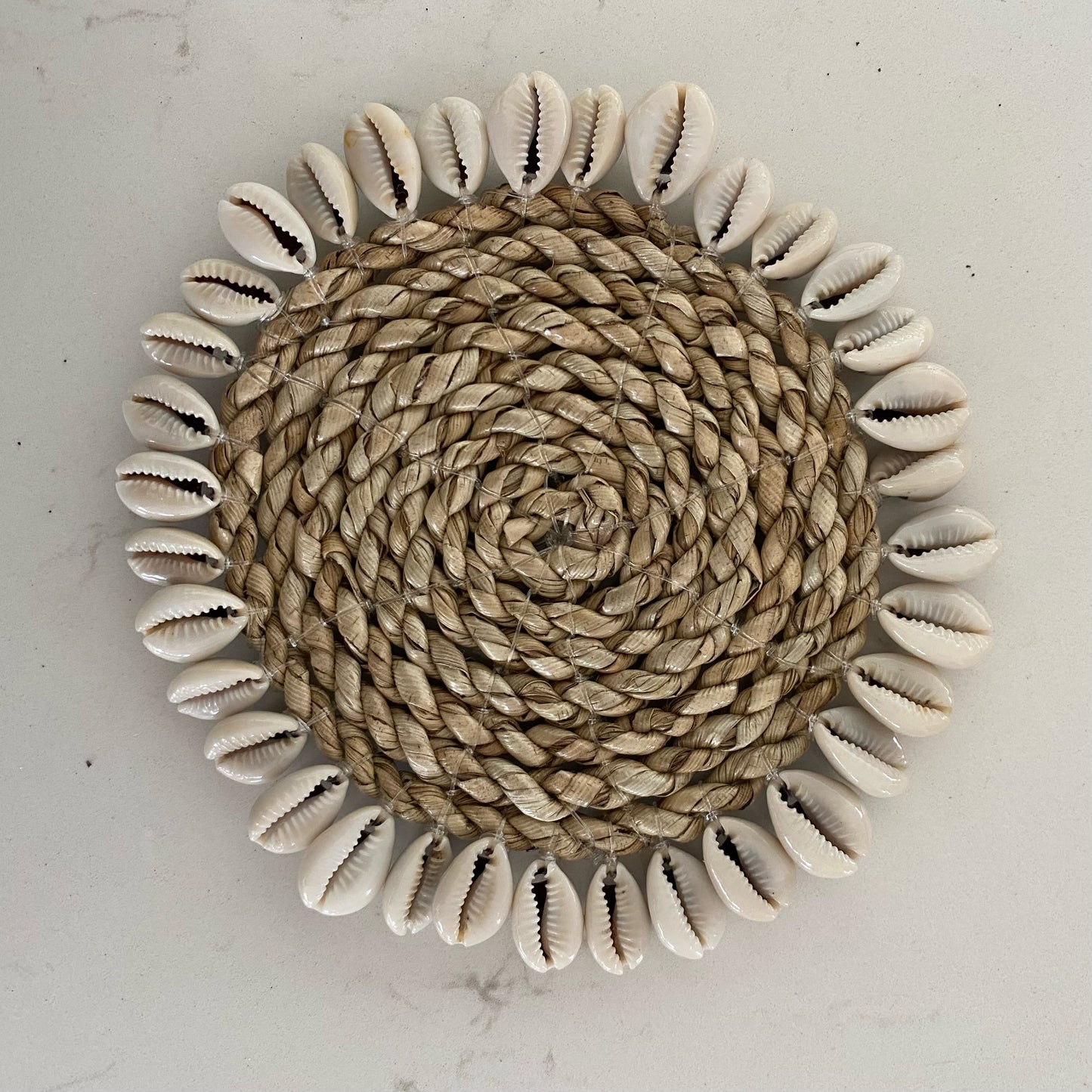 Hand Woven Seagrass + Shell Placemats | Coasters | Natural