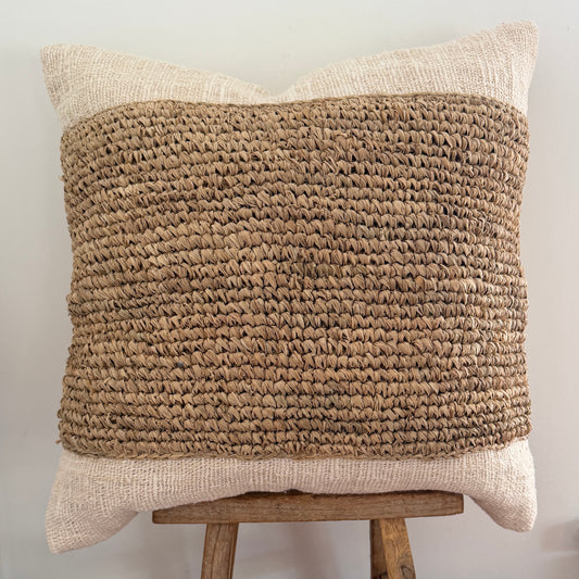 La Casa Coastal Cushion Cover | Cotton + Raffia | 2 sizes
