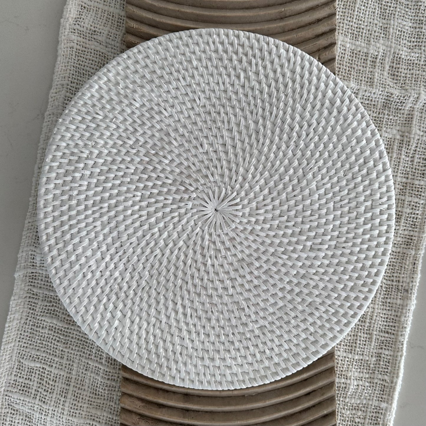 Rattan Placemat | Coaster | 30cm | WHITE