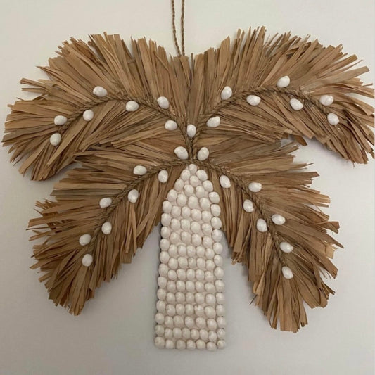 Coastal Raffia Hanging Palm Tree | RAFFIA + Moon Shell