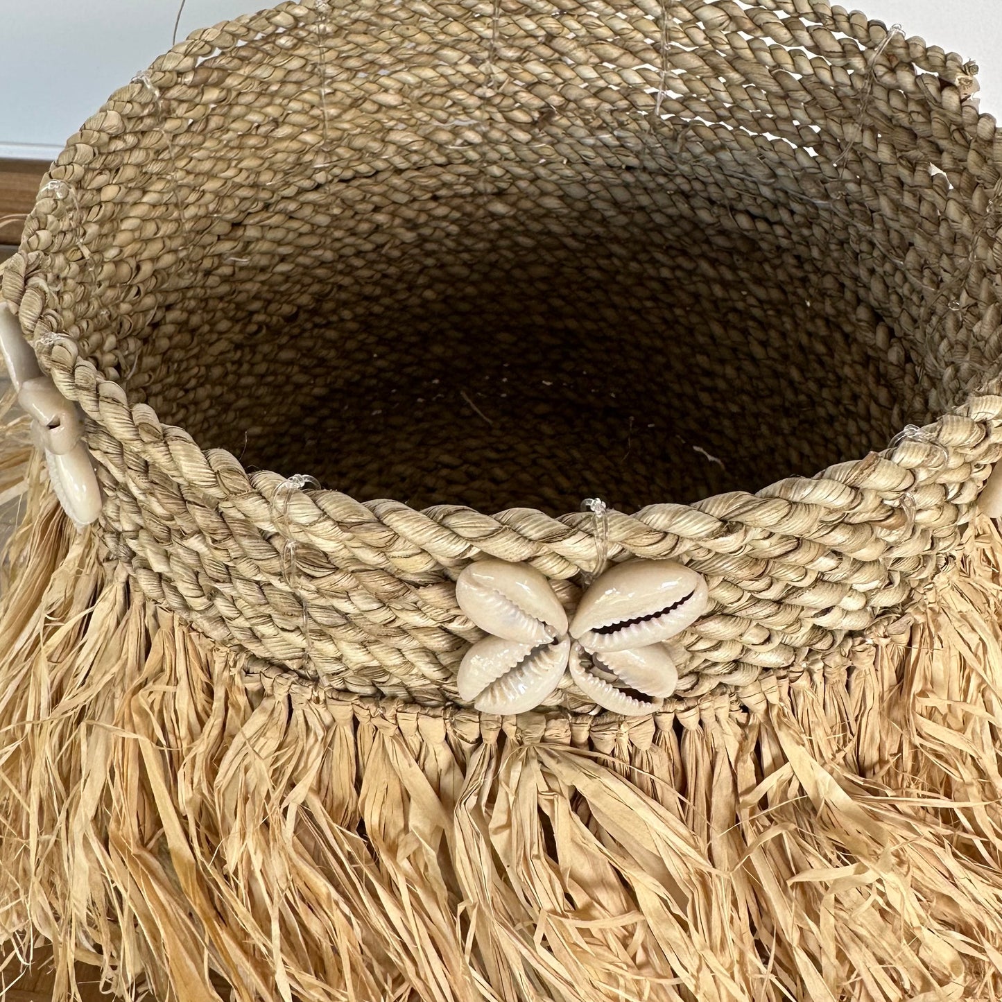 Arjuna Natural Seagrass + Cowrie Raffia Basket | Natural