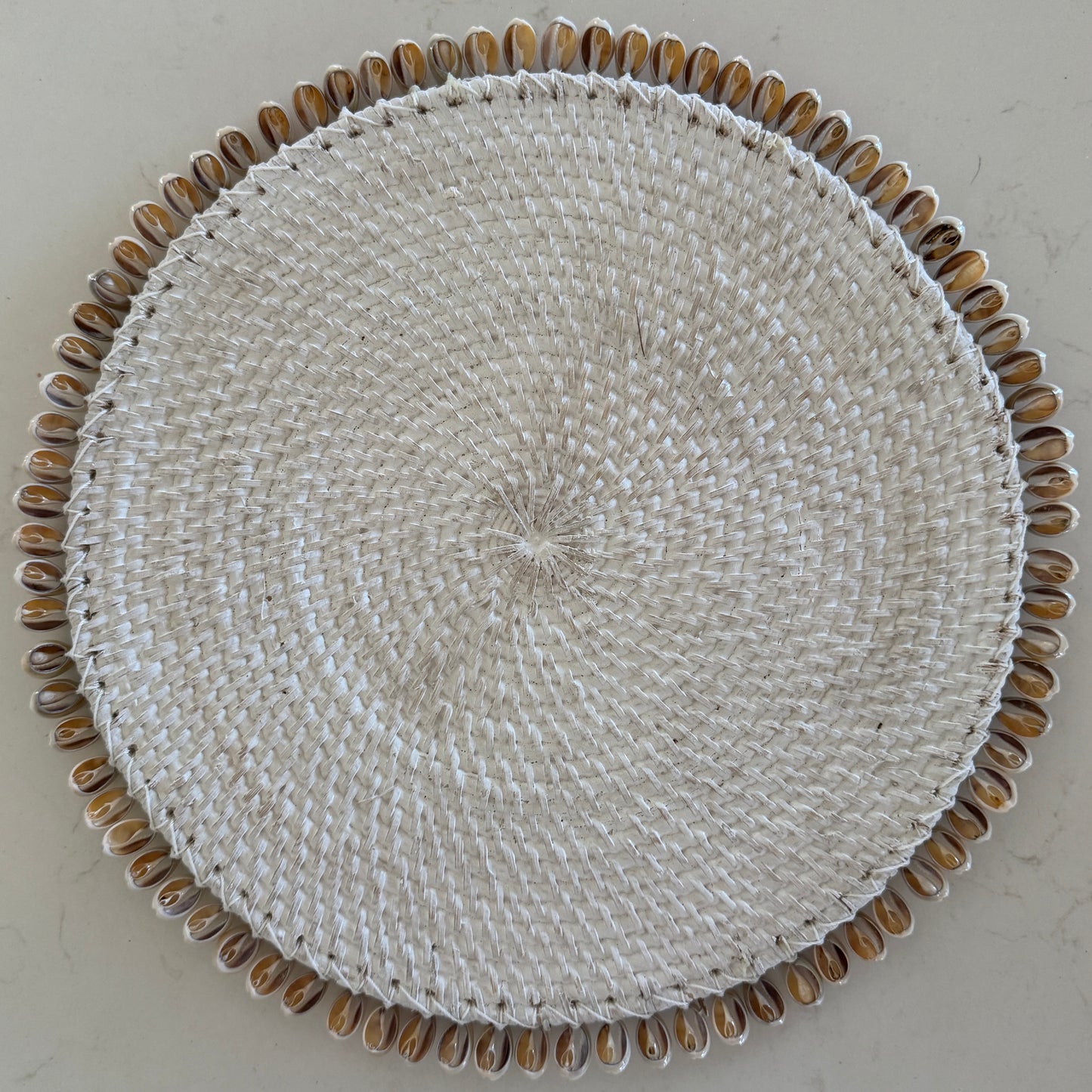Rattan Cowrie Placemat | Whitewashed | SECOND