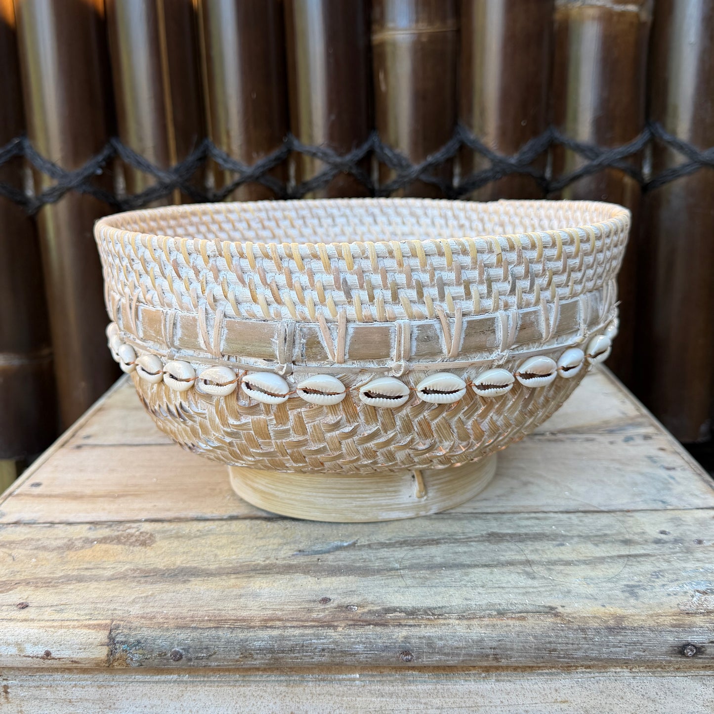 Marjorie Handwoven Rattan Cowrie Bowl | 3 Sizes