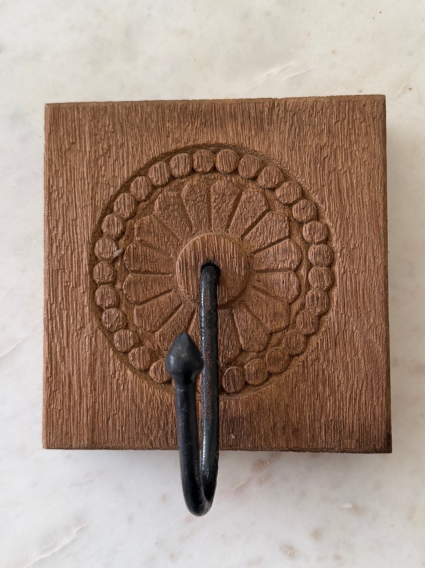 BoHo Rustic Carved Wall Hook | Single