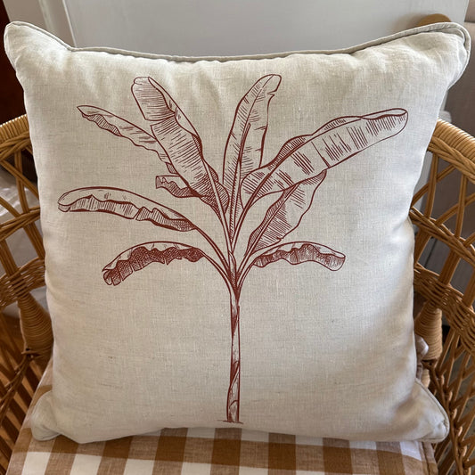 Banana Palm Linen Cushion | BoHo Coastal | Feather Insert | ONLY 1 LEFT