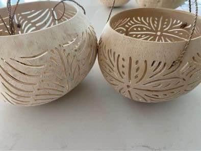 Coconut Bowl | Tea Light Holder | Carved | Hanging