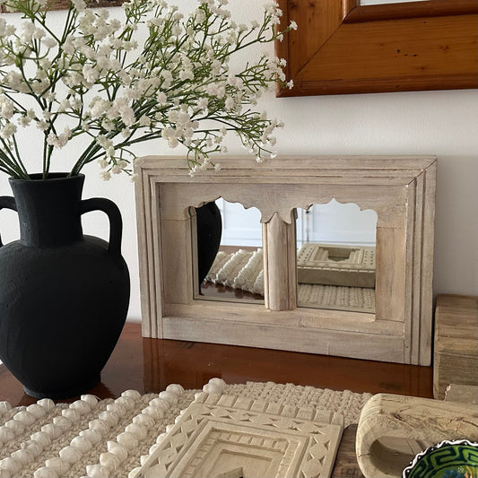 BoHo Vintage Indian Temple Mirror | Bleached | Large | Double Mirror