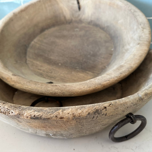 Raw Vintage Indian Wooden Bowl | Bleached | Large | STYLE B | SOLD OUT