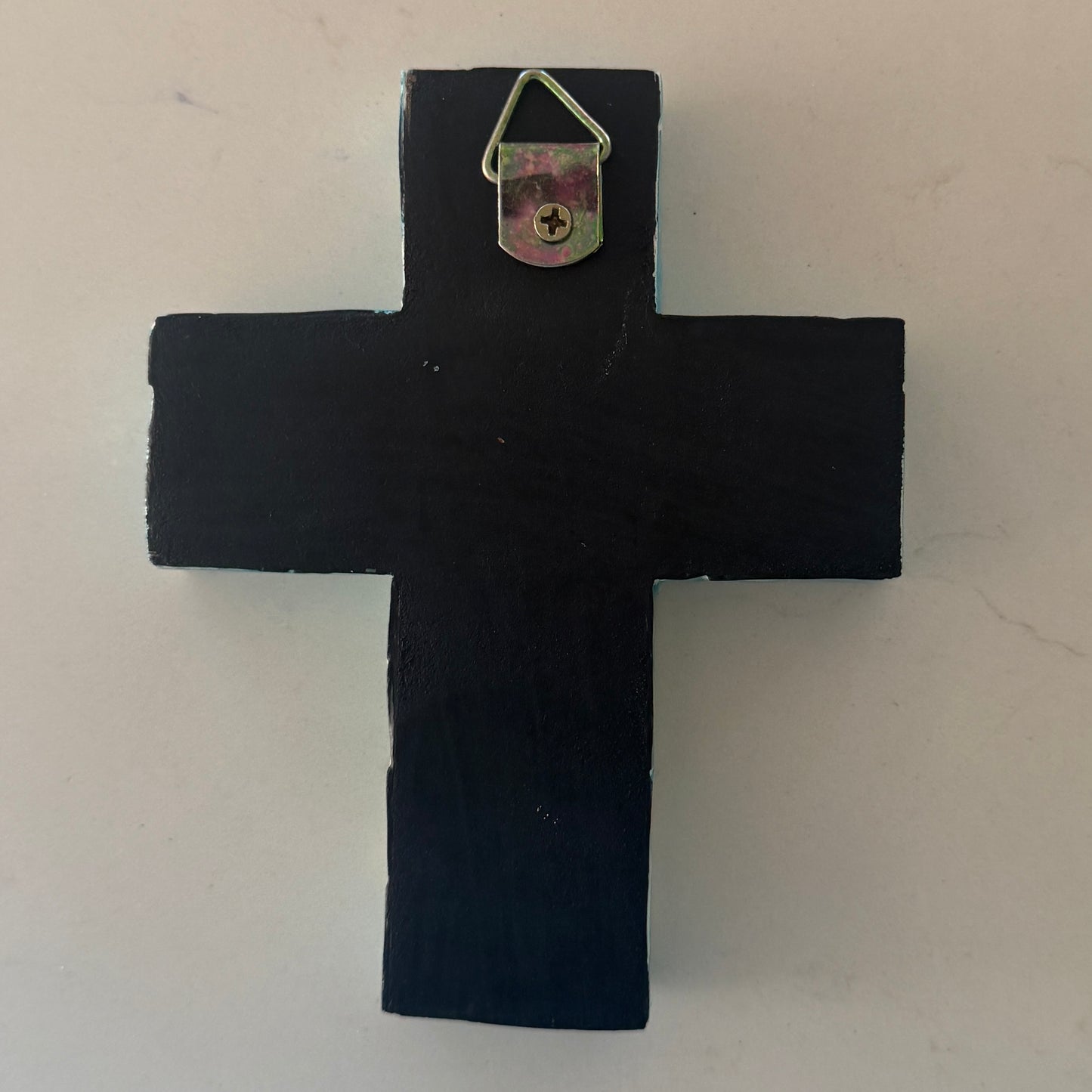 Tropical Palm Wall Capiz Cross | Aqua | Avocado