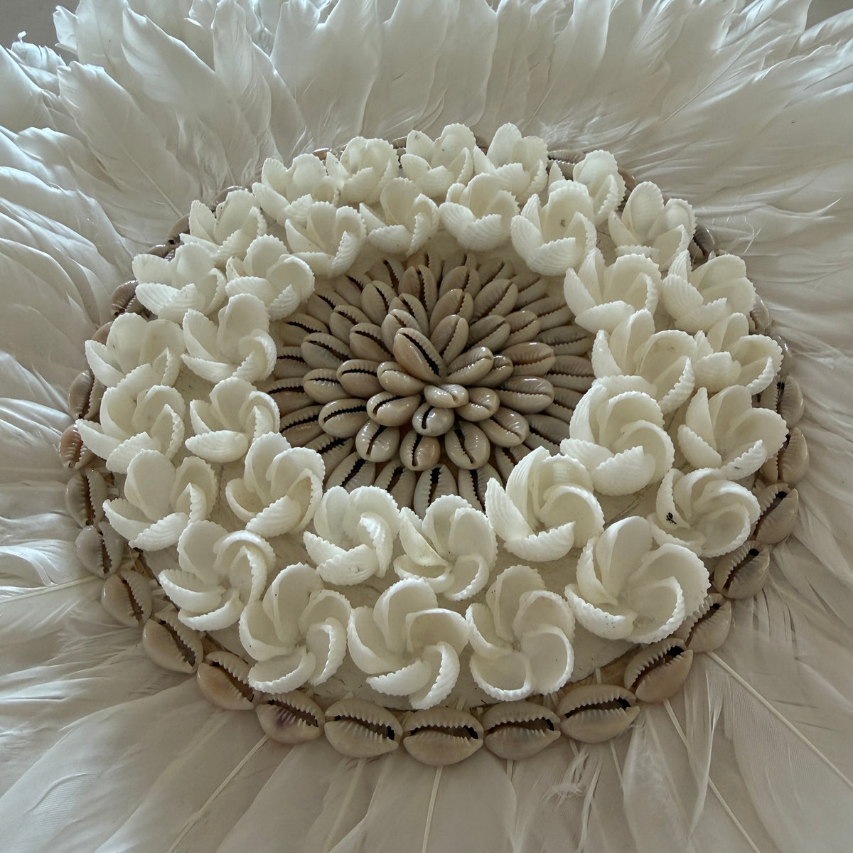 Boho Capri Feather Juju Hat | White | Shells | 3 sizes | New Arrival