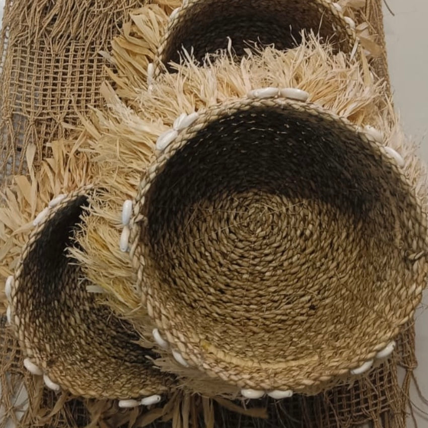 Arjuna Natural Seagrass + Cowrie Raffia Basket | Natural