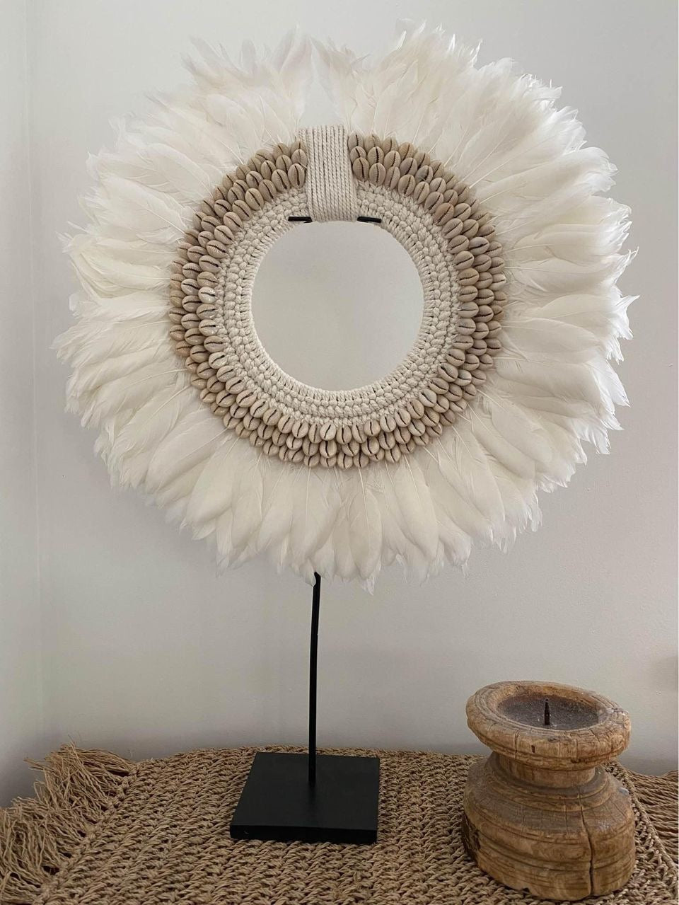 BoHo Feather and Cowrie | Halo | Stand