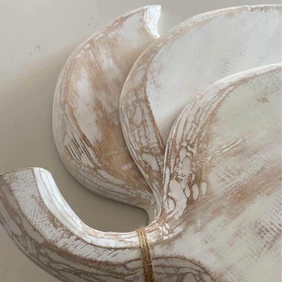 Whitewash Coastal Platter/Tray | Leaf | 3 Sizes