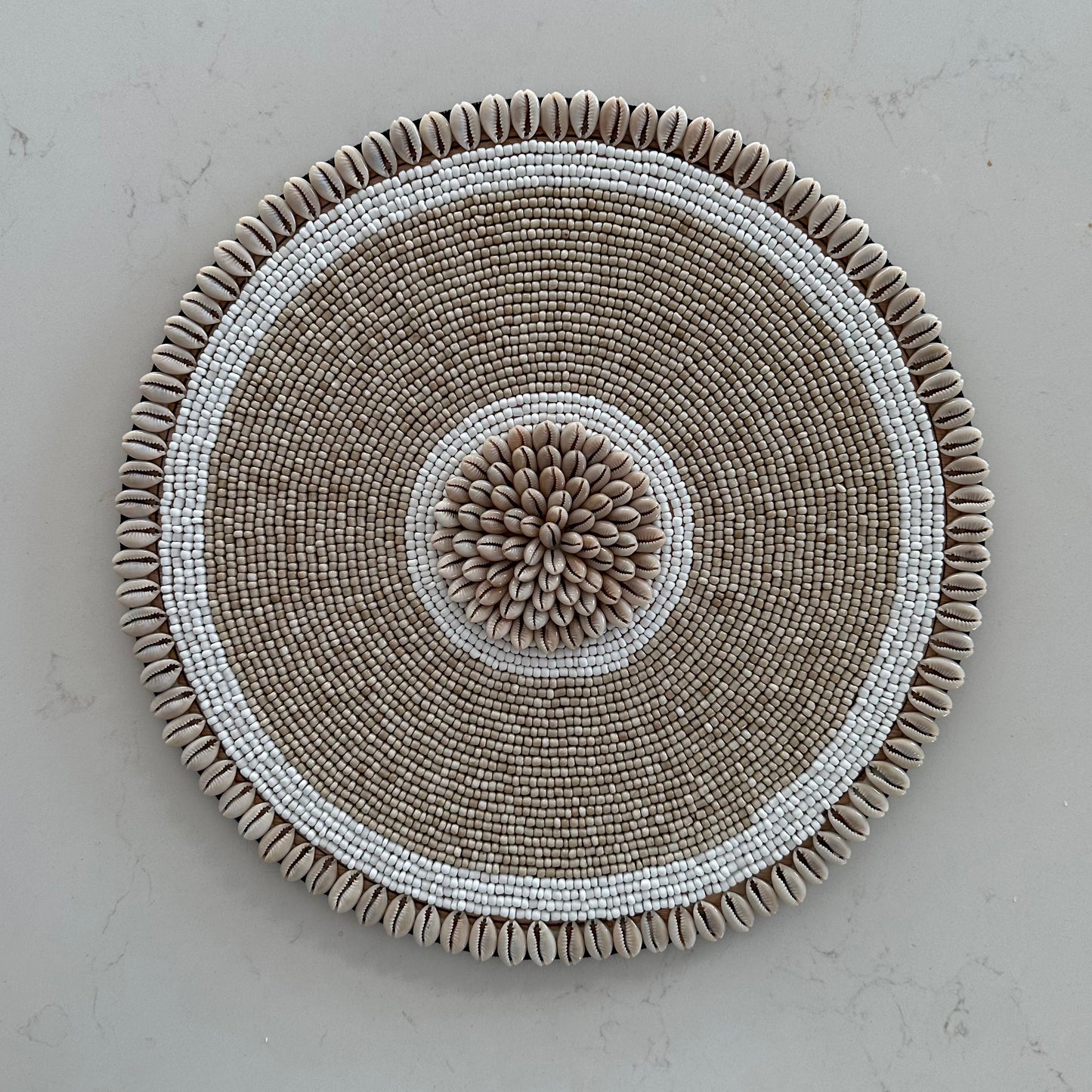 Boho Cowrie Rope and Beaded Wall Hanging | Disk | 35cm