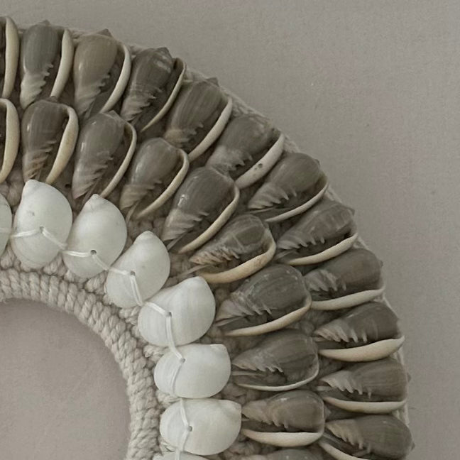 Boho Framed Wall Art | Shell Halo | Grey + Moon Shells