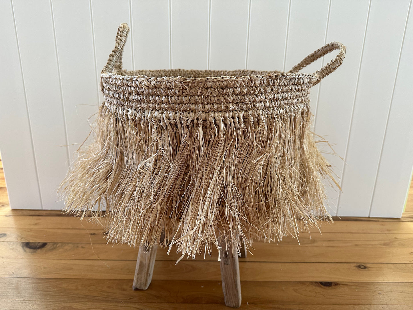 Natural Raffia Basket Fringe | Only 1 LEFT