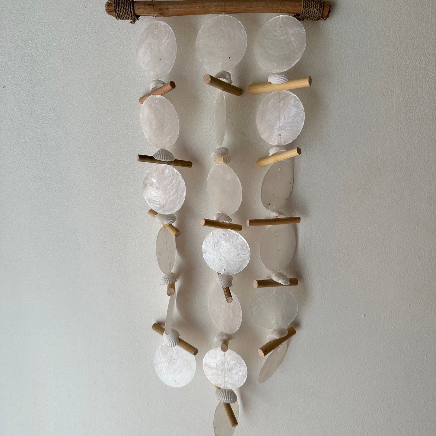 Coastal Shell and Wood Wind Chimes | Hanging