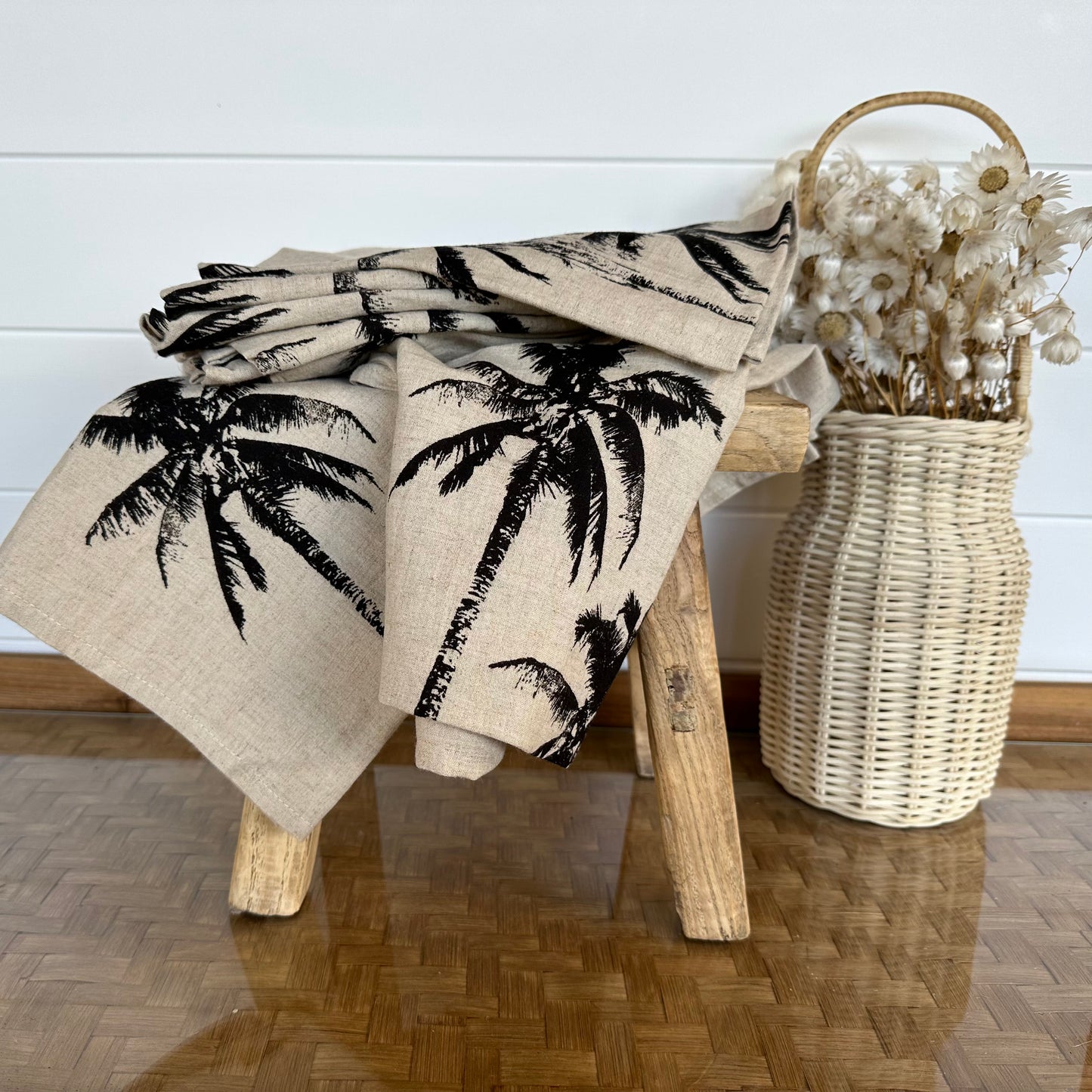 Bungalow Palms Linen Tea Towel