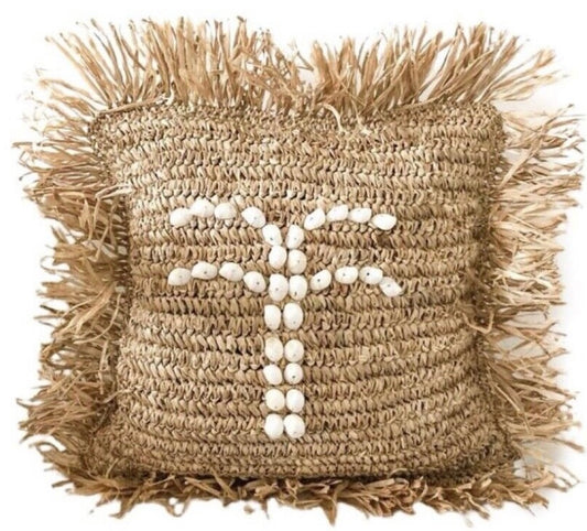 Raffia Cushion Cover | Palm | Shell | Natural | CLEARANCE SALE